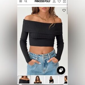 Princess Polly Black Off the Shoulder Top Size Xs/Small
